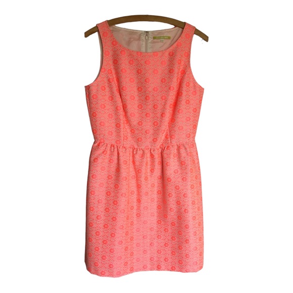 Gianni Bini -Geometric Floral Pattern Neon Pink Textured Dress - Women’s Size 8 - Picture 1 of 7
